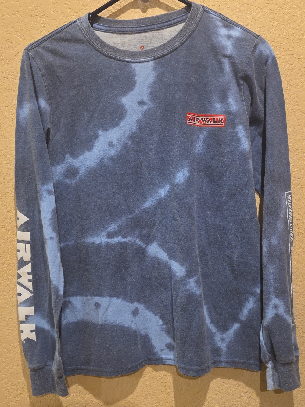 Airwalk Blue Tie-Dye Long Sleeve Shirt with Red Logo